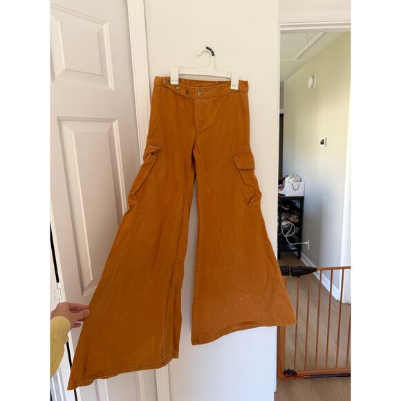 Vintage Roosert 70s Flare Orange/Rust Brown Cargo Pocket Flares - Picture 3 of 9